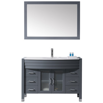 Virtu Bathroom Vanities, Single Sink Vanities, 40-50, Modern, Gray, Complete Vanity Sets, Medium, Modern, White Engineered Stone, Solid wood frame construction, Freestanding, Bathroom Vanity Set, 840166126134, MS-509-S-GR-001
