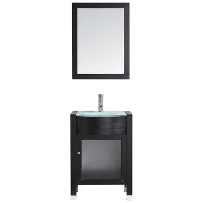 Virtu Bathroom Vanities, Single Sink Vanities, Under 30, Modern, Dark Brown, Dark, Modern, Aqua Tempered Glass, Solid wood frame construction, Freestanding, Bathroom Vanity Set, 816729011131, MS-545-G-ES