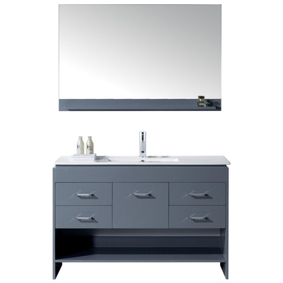 Virtu Bathroom Vanities, Single Sink Vanities, Gray, With Top and Sink, Medium, Modern, Solid wood frame construction, Freestanding, Bathroom Vanity Set, 840166151037, MS-575-THNB-GR