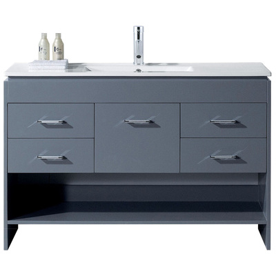 Virtu Bathroom Vanities, Single Sink Vanities, Gray, With Top and Sink, Medium, Modern, Solid wood frame construction, Freestanding, Bathroom Vanity Set, 840166150917, MS-575-THNB-GR-NM