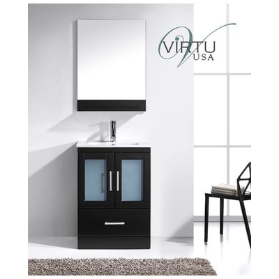 Virtu Bathroom Vanities, Single Sink Vanities, Dark Brown, Complete Vanity Sets, Dark, Modern, Solid wood frame construction, Freestanding, Bathroom Vanity Set, 840166126974, MS-6724-S-ES