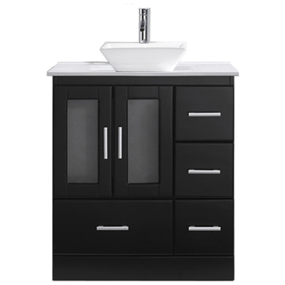 Virtu Bathroom Vanities, Single Sink Vanities, Dark Brown, With Top and Sink, Dark, Modern, Solid wood frame construction, Freestanding, Bathroom Vanity Set, 840166150726, MS-6730-S-ES-NM