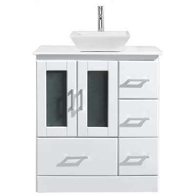 Virtu Bathroom Vanities, Single Sink Vanities, white, With Top and Sink, Light, Modern, Solid wood frame construction, Freestanding, Bathroom Vanity Set, 840166150740, MS-6730-S-WH-NM