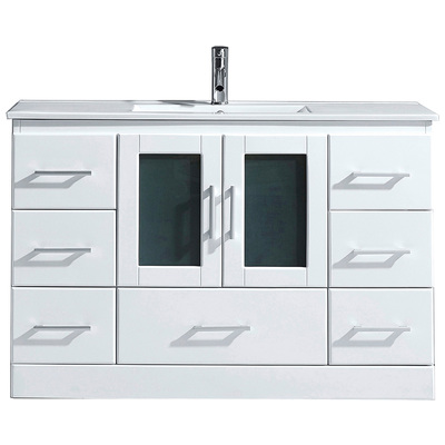 Virtu Bathroom Vanities, Single Sink Vanities, white, With Top and Sink, Light, Modern, Solid wood frame construction, Freestanding, Bathroom Vanity Set, 840166104910, MS-6748-C-WH-001-NM