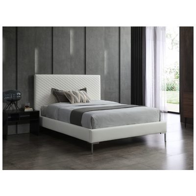 WhiteLine Beds, White,snow, Upholstered, Full, Bedroom, 696576751790, BF1689P-WHT
