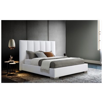 WhiteLine Beds, White,snow, Upholstered, King, Bedroom, 696576751769, BK1655-WHT