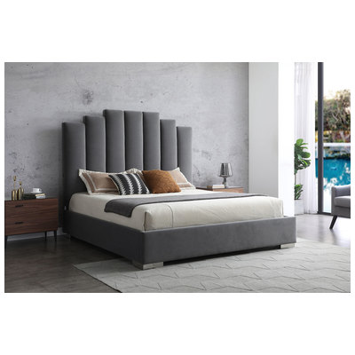 WhiteLine Beds, Gray,Grey, Upholstered, Double,King, Bedroom, 696576751899, BK1688F-GRY