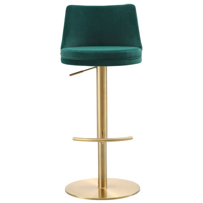 Bar Chairs and Stools WhiteLine BS1715F-GLD/GRN 696576752063 Dining Blue navy teal turquiose indig Bar Velvet Swivel 
