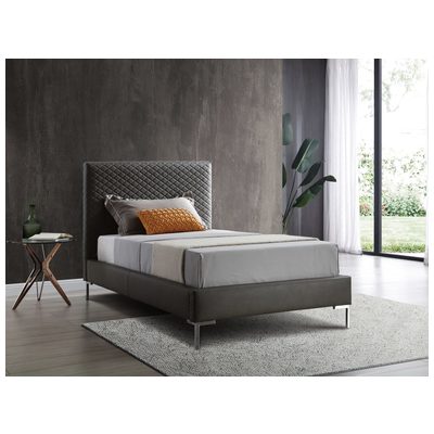 WhiteLine Beds, Gray,Grey, Upholstered, Twin, Bedroom, 696576751806, BT1689P-DGRY