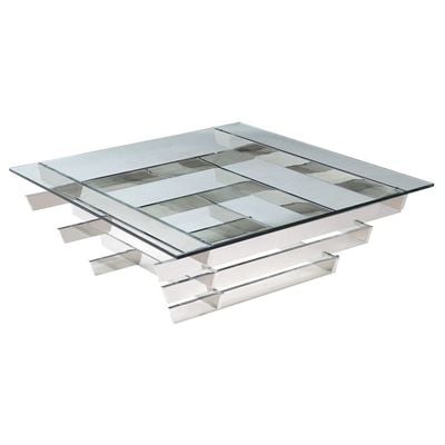 Coffee Tables WhiteLine Aura Occasional CT1376 714757367469 Occasional Square Glass Metal Iron Steel Aluminu 