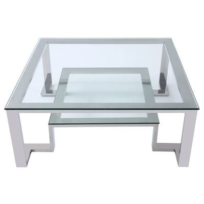 Coffee Tables WhiteLine Fab Occasional CT1447 696576745812 Occasional Square Glass Metal Iron Steel Aluminu 