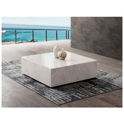 Coffee Tables WhiteLine Square CT1667-WHT 696576750458 Occasional Square Marble White 