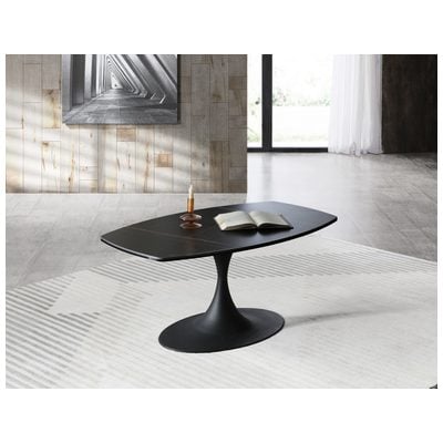Coffee Tables WhiteLine CT1719-BLK 696576752025 Occasional ceramic Glass Metal Iron Steel 