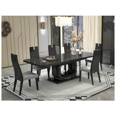 Dining Room Tables WhiteLine DT1619-GRY 696576749636 Dining Gloss GREY Gray 