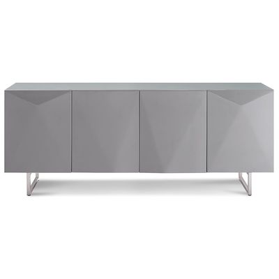 Buffets and Cabinets WhiteLine Paul Dining SB1180-GRY 714757367810 Dining GLASS Gray Grey Buffet Acacia Wood MDF Metal Acacia Acacia Wood MDF Metal Gloss 