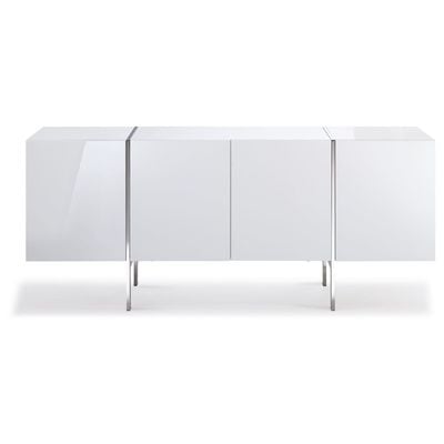 Buffets and Cabinets WhiteLine Struttura Dining SB1249S-WHT 799430201513 Dining Stainless Steel White snow Buffet Gloss Stainless Steel White 