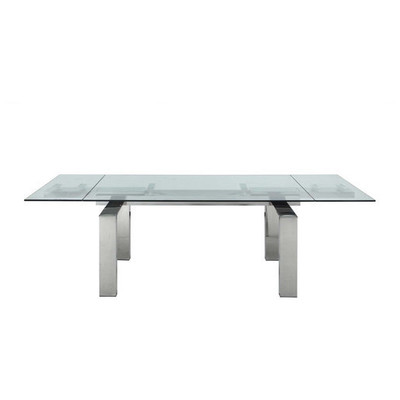 Dining Room Tables WhiteLine Cuatro Dining DT1234 799430199797 Dining Clear GLASS Metal Aluminum BRO Complete Vanity Sets 