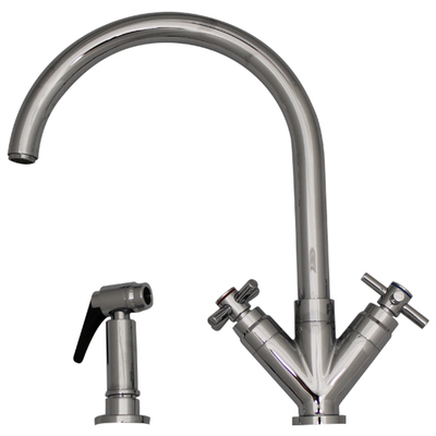 Kitchen Faucets Whitehaus LUXE+ Brass Polished Chrome Kitchen 3-03942CH85-C 848130000985 Faucet Kitchen Brass Chrome 