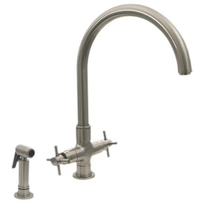 Kitchen Faucets Whitehaus LUXE+ Brass Brushed Nickel Kitchen 3-03954SS85-BN 848130000978 Faucet Kitchen Brass Brush BrushedSteel NICKE 