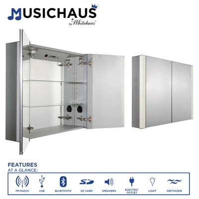 Medicine Cabinets Whitehaus Musichaus Aluminum Aluminum Bathroom WHFEL7089-S 848130029009 Medicine Cabinet Aluminum 