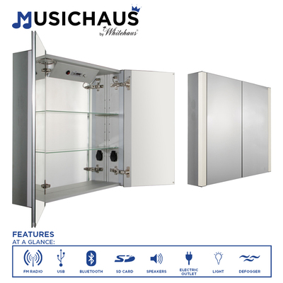 Medicine Cabinets Whitehaus Musichaus Aluminum Aluminum Bathroom WHFEL8069-S 848130029016 Medicine Cabinet Aluminum 