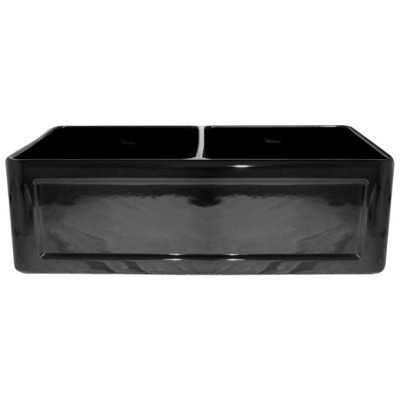 Double Bowl Sinks Whitehaus Reversible Fireclay Black Kitchen WHFLCON3318-BLACK 848130007984 Sink BlackebonyBluenavytealturquios BISCUIT Colors White Black Blu Apron 