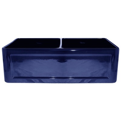 Double Bowl Sinks Whitehaus Reversible Fireclay Sapphire Blue Kitchen WHFLCON3318-BLUE 848130007991 Sink BlackebonyBluenavytealturquios BISCUIT Colors White Black Blu Apron 