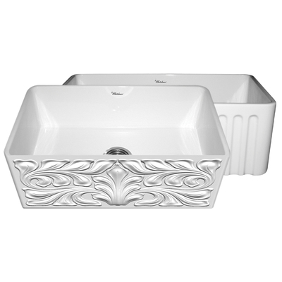 Single Bowl Sinks Whitehaus Reversible Fireclay White Kitchen WHFLGO3018-WHITE 848130026923 Sink Whitesnow Farmhouse Apron White Arctic White 