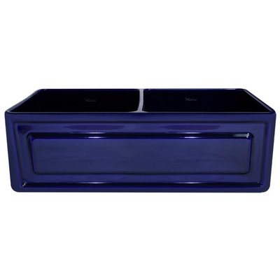 Double Bowl Sinks Whitehaus Reversible Fireclay Sapphire Blue Kitchen WHFLRPL3318-BLUE 848130008158 Sink BlackebonyBluenavytealturquios BISCUIT Colors White Black Blu Apron 
