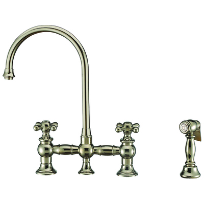 Kitchen Faucets Whitehaus Vintage III + Brass Polished Nickel Kitchen WHKBTCR3-9101-NT-PN 848130036977 Faucet Kitchen Faucets Kitchen Antique Brass Bronze Brush Br 