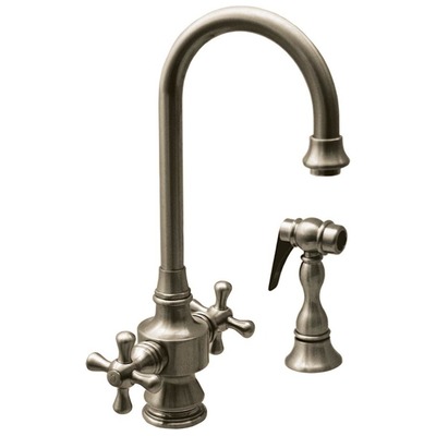 Bar Faucets Whitehaus Vintage III Brass Brushed Nickel Kitchen WHKSDCR3-8104-BN 848130014951 Faucet 