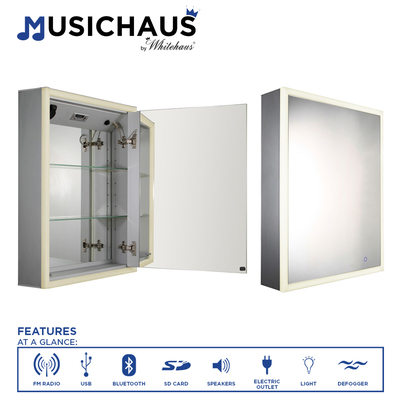 Medicine Cabinets Whitehaus Musichaus Aluminum Aluminum Bathroom WHLUN7055-OR 848130029023 Medicine Cabinet Aluminum 
