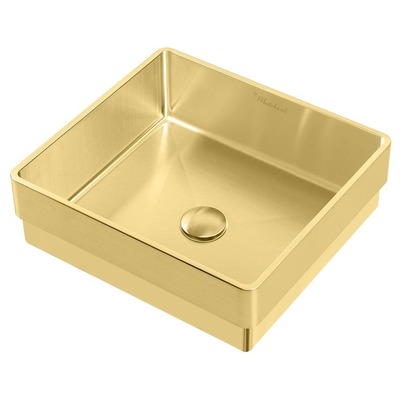 Bathroom Vanity Sinks Whitehaus Noah Plus Collection Stainless Steel Brass Bathroom WHNPL1577-B 848130031422 Sink Blackebony Stainless Steel Sinks Stainles Sinks with Faucets with Faucet Semi-Recessed Semi Recessed 