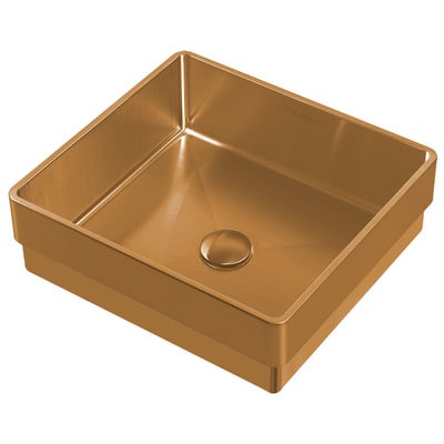 Bathroom Vanity Sinks Whitehaus Noah Plus Collection Stainless Steel Copper Bathroom WHNPL1577-CO 848130031415 Sink Blackebony Copper Sinks CopperStainless S Sinks with Faucets with Faucet Semi-Recessed Semi Recessed 