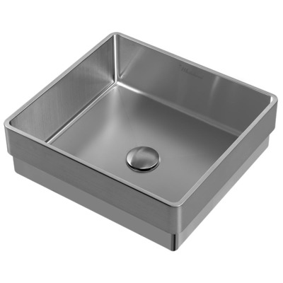 Bathroom Vanity Sinks Whitehaus Noah Plus Collection Stainless Steel Gunmetal Bathroom WHNPL1577-GM 848130031439 Sink Blackebony Stainless Steel Sinks Stainles Sinks with Faucets with Faucet Semi-Recessed Semi Recessed 