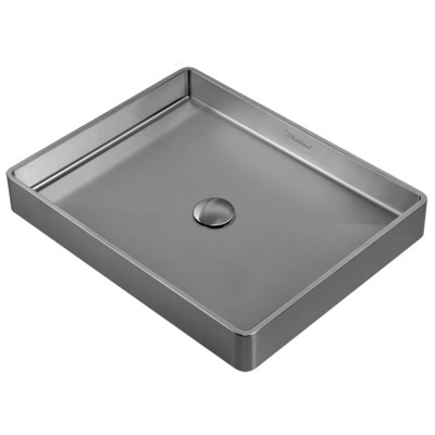 Bathroom Vanity Sinks Whitehaus Noah Plus Collection Stainless Steel Gunmetal Bathroom WHNPL1578-GM 848130031484 Sink Blackebony Stainless Steel Sinks Stainles Sinks with Faucets with Faucet 