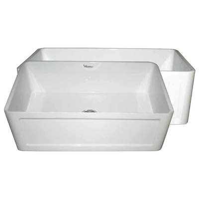 Single Bowl Sinks Whitehaus Reversible Fireclay White Kitchen WHPLCON2719-WHITE 848130031040 Sink Whitesnow Farmhouse Apron White Arctic White 