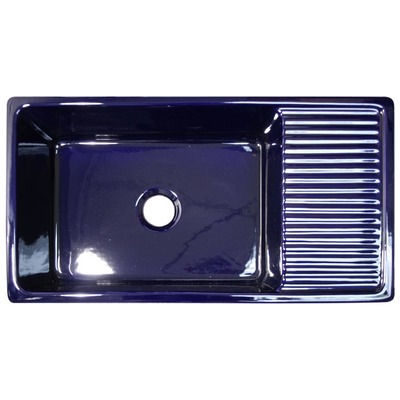 Single Bowl Sinks Whitehaus Quatro Alcove Fireclay Sapphire Blue Kitchen WHQD540-BLUE 848130007434 Sink BlackebonyBluenavytealturquios Biscuit Black Blue White Arcti 