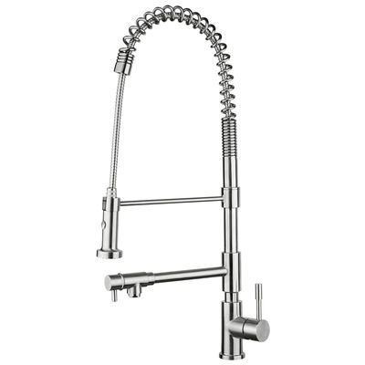 Kitchen Faucets Whitehaus Waterhaus Stainless Steel Polished Stainless Steel Kitchen WHS1644-SK-PSS 848130029757 Faucet Kitchen Pull Down Pull Out Sin Steel NICKEL 