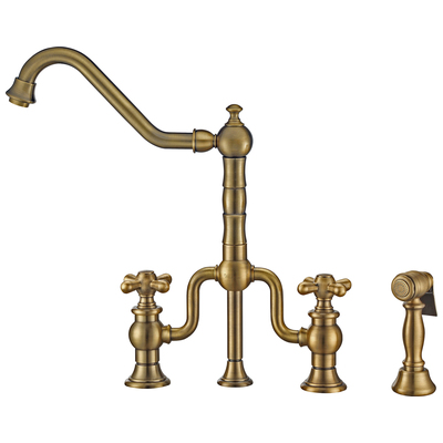 Kitchen Faucets Whitehaus Twisthaus + Brass Antique Brass Kitchen WHTTSCR3-9771-NT-AB 848130035314 Faucet Bridge Faucets Kitchen Faucets Kitchen Antique Brass Bronze Brush Br 
