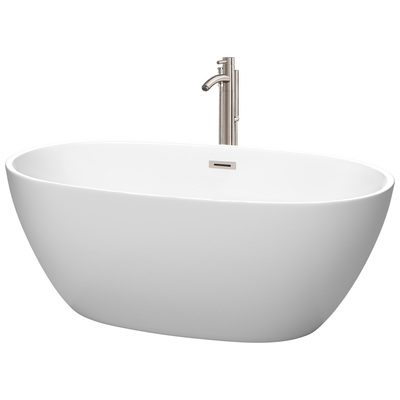 Free Standing Bath Tubs Wyndham Juno WCBTE306159MWATP11BN 810023767220 Freestanding Bathtub Brushed Nickel Faucet 