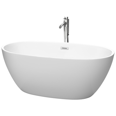Free Standing Bath Tubs Wyndham Juno WCBTE306159MWATP11PC 810023767213 Freestanding Bathtub Chrome Faucet 