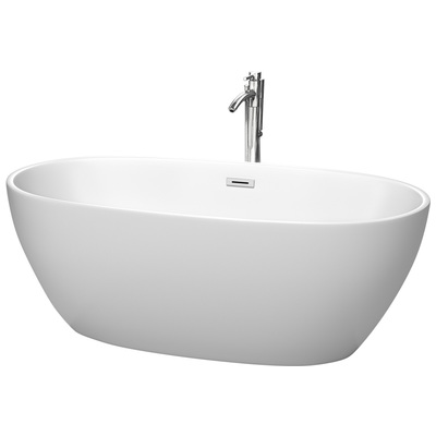 Free Standing Bath Tubs Wyndham Juno WCBTE306163MWATP11PC 810023767268 Freestanding Bathtub Chrome Faucet 