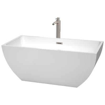 Wyndham Free Standing Bath Tubs, Whitesnow, Brushed Nickel, Faucet, Freestanding Bathtub, 700161167351, WCBTK150559ATP11BN