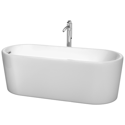 Free Standing Bath Tubs Wyndham Ursula White WCBTK151167ATP11PC 700161143911 Freestanding Bathtub Whitesnow Chrome Faucet Complete Vanity Sets 