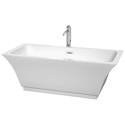 Free Standing Bath Tubs Wyndham Galina White WCBTK151967ATP11PC 700161143959 Freestanding Bathtub Whitesnow Chrome Faucet Complete Vanity Sets 