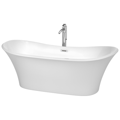 Wyndham Free Standing Bath Tubs, Whitesnow, Acrylic, Chrome, Faucet, Freestanding Bathtub, 700161164718, WCBTK152871ATP11PC