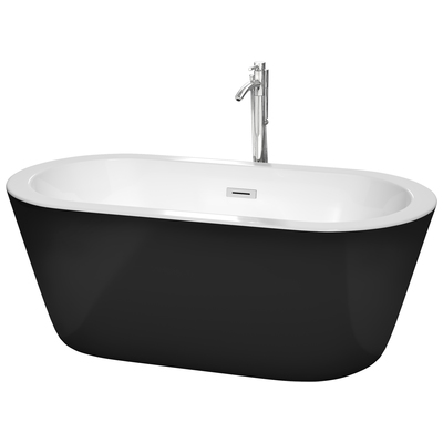 Free Standing Bath Tubs Wyndham Mermaid WCOBT100360BKATP11PC 810023762287 Freestanding Bathtub Black Chrome Faucet 