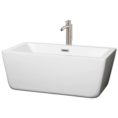 Soaking Bath Tubs Wyndham Laura White WCOBT100559ATP11BN 700112376962 Freestanding Bathtub Whitesnow 40 - 50 in Complete Vanity Sets 