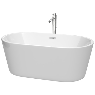 Free Standing Bath Tubs Wyndham Carissa White WCOBT101260ATP11PC 700161168556 Freestanding Bathtub Whitesnow Chrome Faucet 